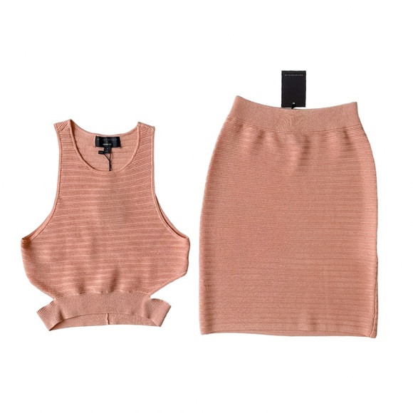 Michael Costello Dresses & Skirts - Michael Costello X Revolve Ambrose Cut Away Ribbed Blush Peach